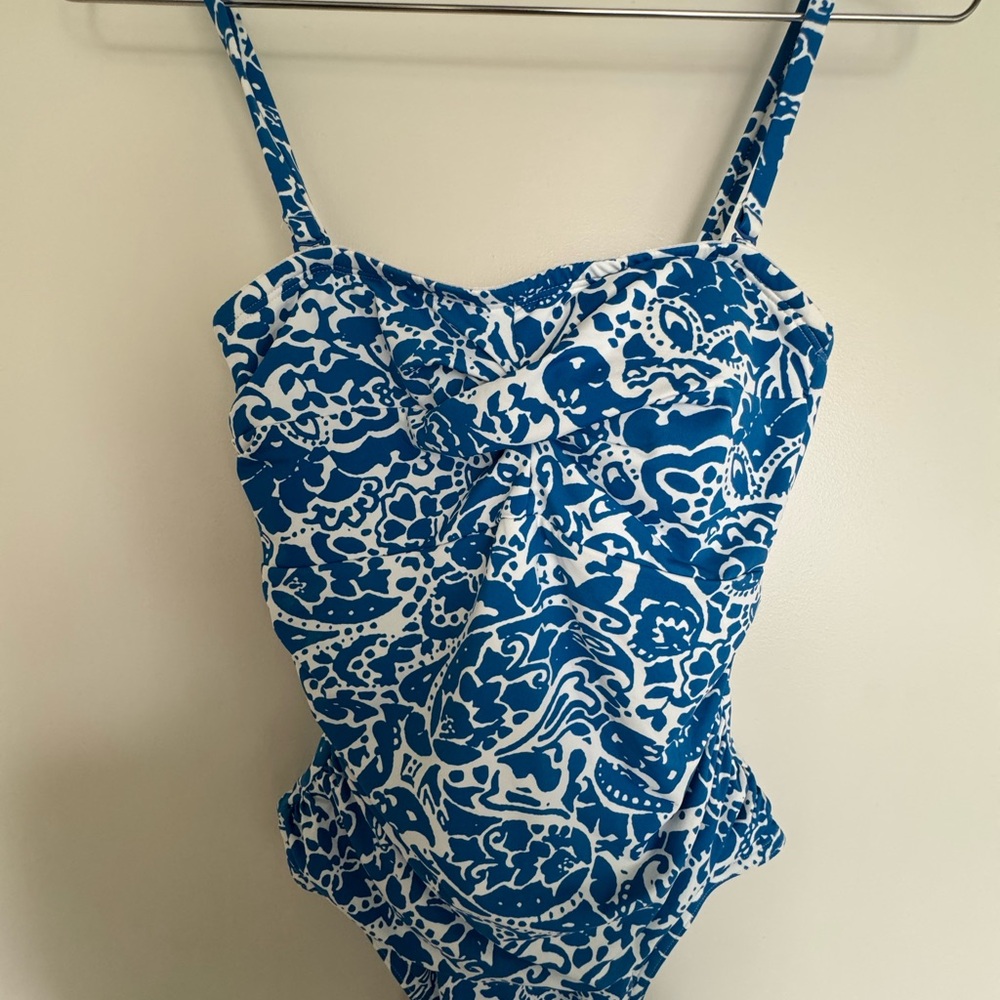 M&S Blue and White Paisley Patterned Swimsuit
